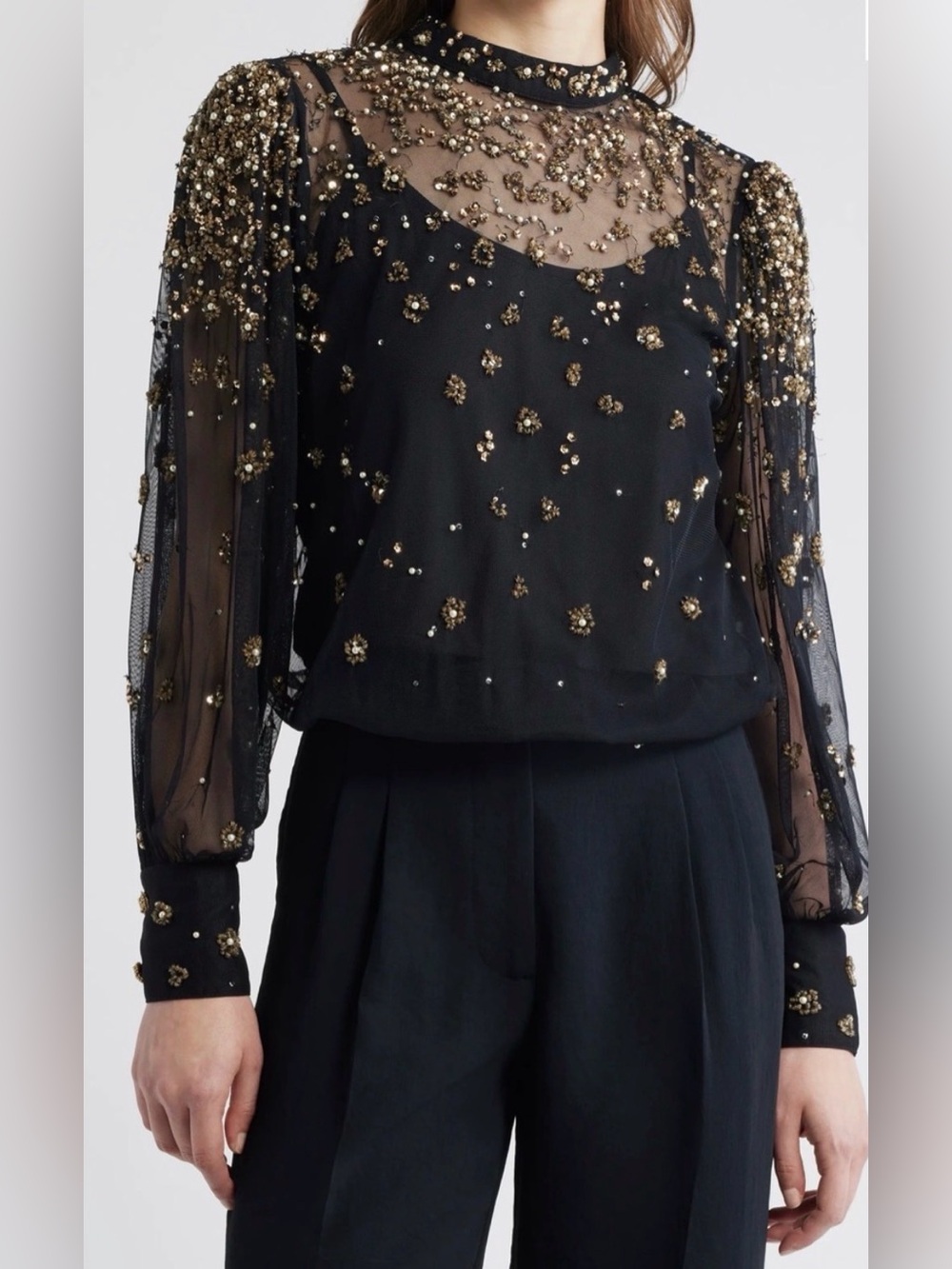 Farm Rio NWT Embroidered Tulle Bubble Top size small
